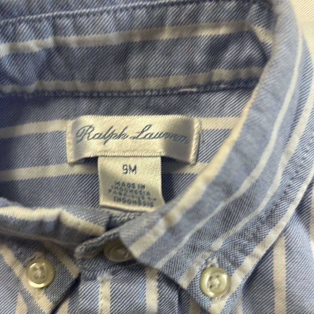 Ralph Lauren Blue and White Striped Button Down Shirt Baby